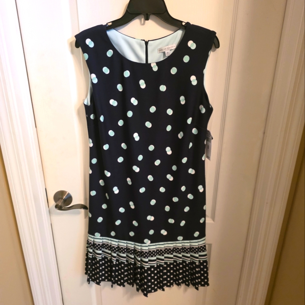 Sandra Darren Navy, Green and White Dress